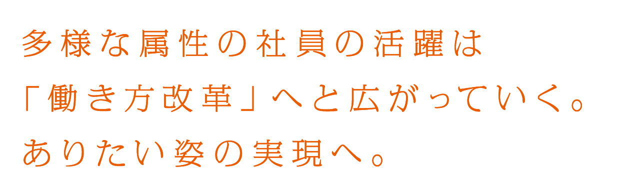 多様な属性の社員の活躍は「働き方改革」へと広がっていく。ありたい姿の実現へ。